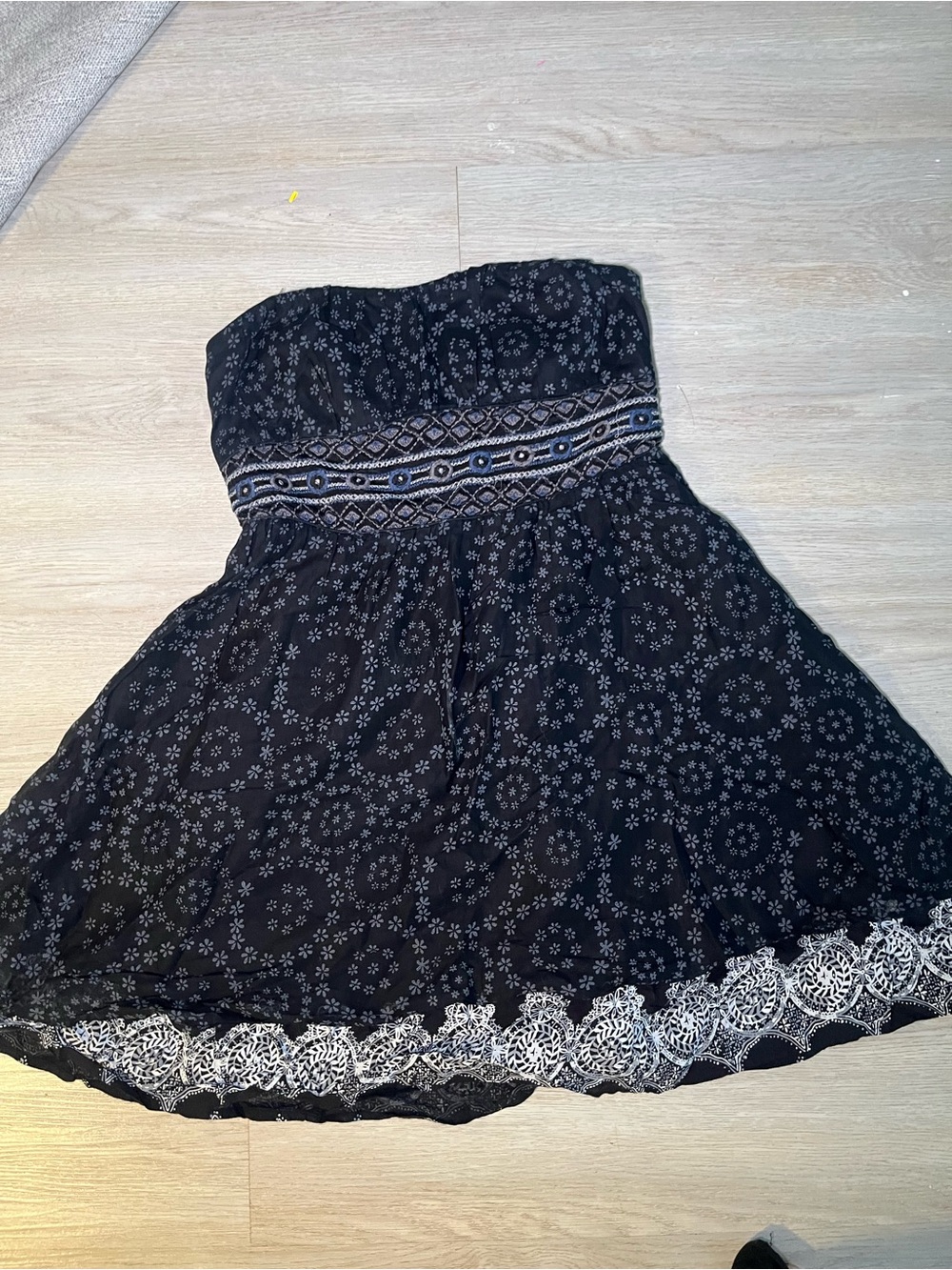 Free People Black Strapless Embroidered Sundress 8